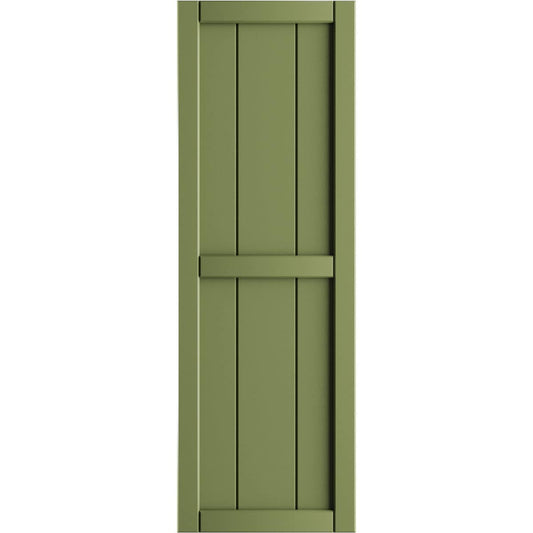 Ekena Millwork 10.75-in W x 79-in H Moss Green Board and batten Framed Exterior Shutters ( 2 -Pack )
