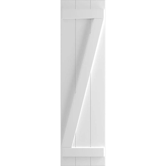 Ekena Millwork 16.125-in W x 58-in H White Paintable/Stainable Board and batten Z-bar Exterior Shutters ( 2 -Pack )