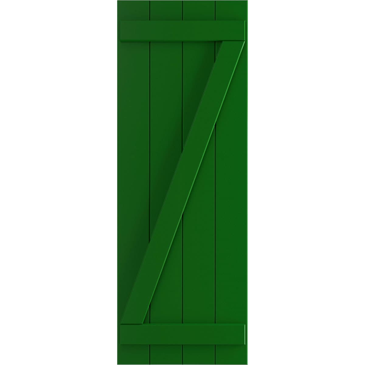 Ekena Millwork 21.5-in W x 28-in H Viridian Green Board and batten Z-bar Exterior Shutters ( 2 -Pack )