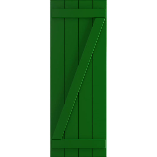 Ekena Millwork 21.5-in W x 44-in H Viridian Green Board and batten Z-bar Exterior Shutters ( 2 -Pack )