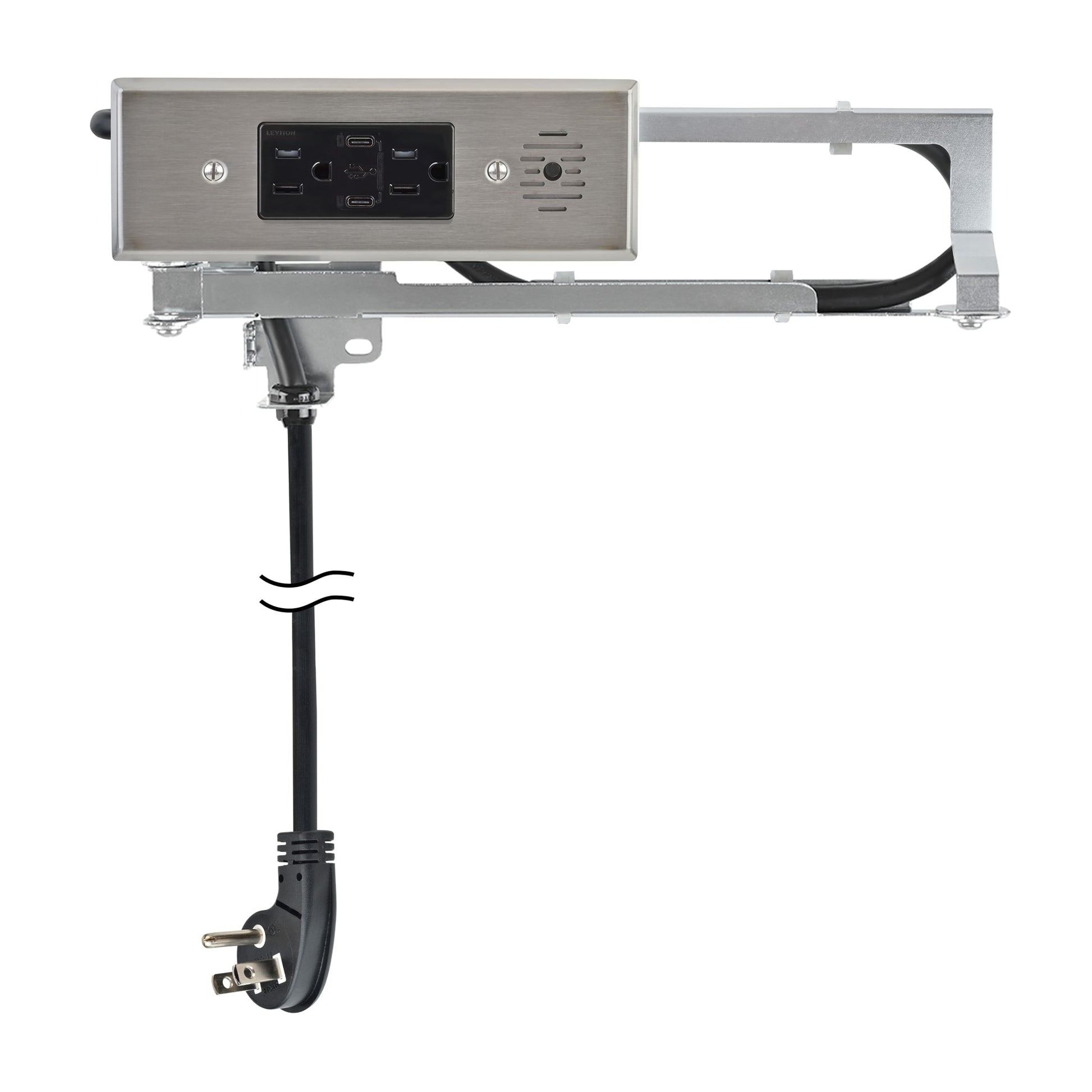 Docking Drawer Blade 15-Amp 120/125-volt Tamper Resistant Residential/Commercial Duplex Outlet Dual Type C with Wall Plate, Stainless Steel 1514-130S