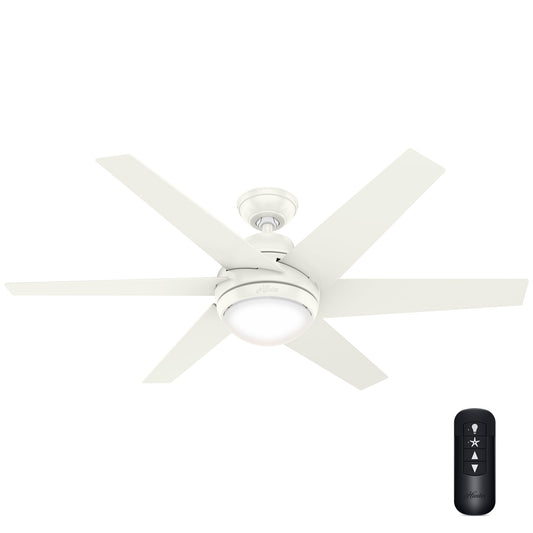 Hunter Sotto 52-in Fresh White with Fresh White Blades Ceiling Fan With Light - Remote Included ( 6 -Blade ) 3830590