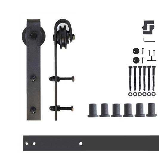 HOMACER 90-in Rustic Black Indoor J-strap Single Barn Door Hardware Kit YT1TGH090C