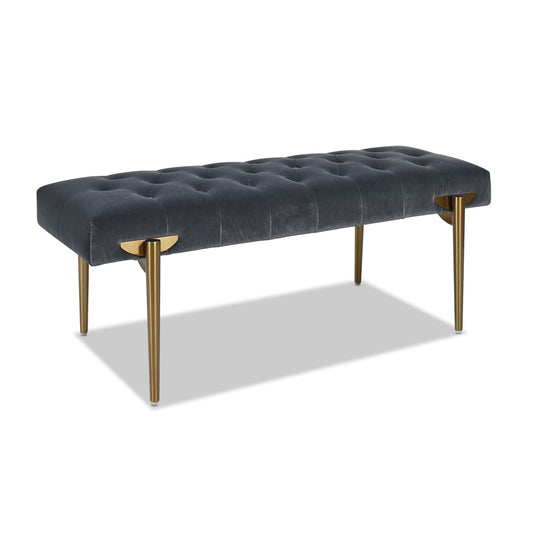 Jennifer Taylor Home Aria Midcentury Steel Gray Performance Velvet Accent Bench 49-in x 21-in x 18.5-in