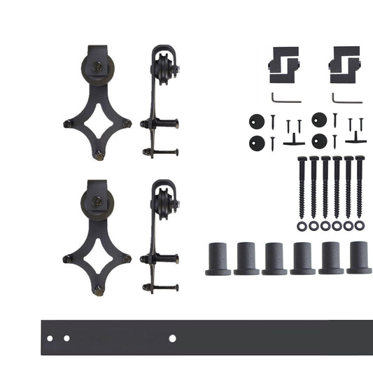 HOMACER 90-in Rustic Black Indoor Diamond Double Barn Door Hardware Kit LX2TGH090C