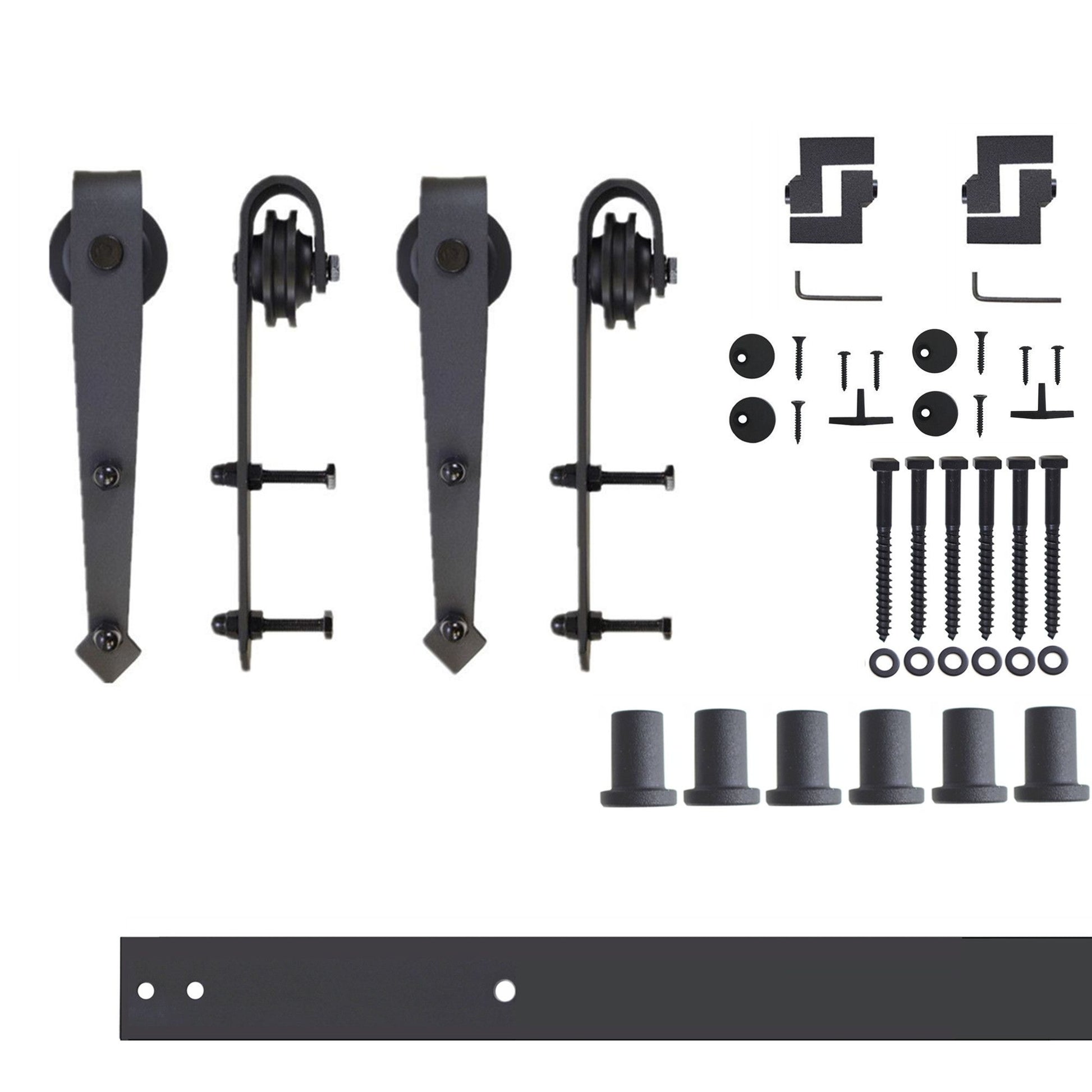 HOMACER 90-in Rustic Black Indoor Arrow Double Barn Door Hardware Kit JT2TGH090C
