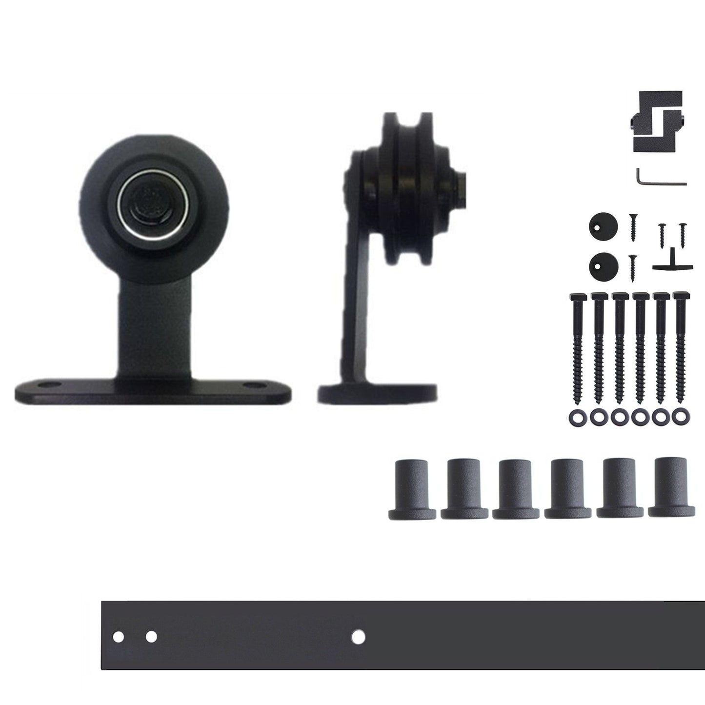 HOMACER 96-in Rustic Black Indoor Top Mount Single Barn Door Hardware Kit DZ1TGH096C