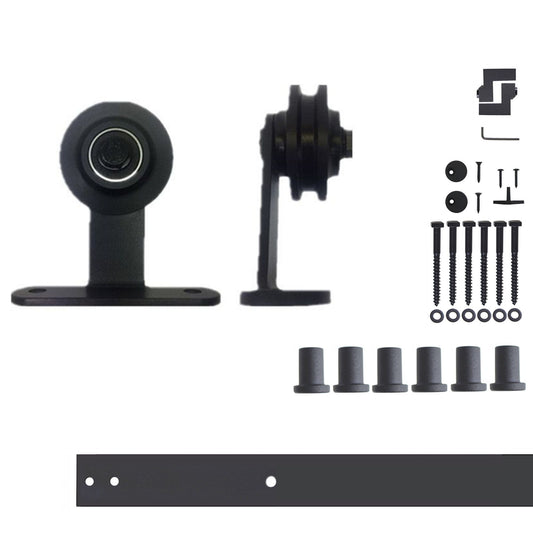 HOMACER 96-in Rustic Black Indoor Top Mount Single Barn Door Hardware Kit DZ1TGH096C