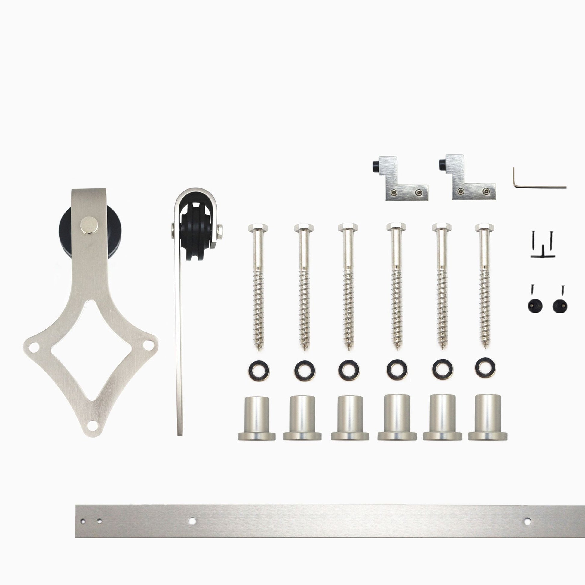 HOMACER 96-in Brushed Nickel Indoor Diamond Single Barn Door Hardware Kit LX1DNZ096C