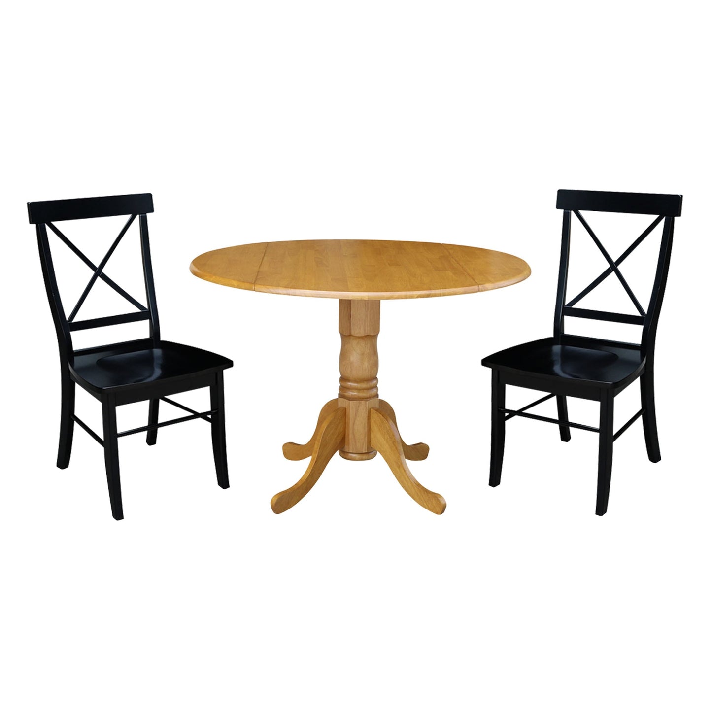 International Concepts Oak/Black Traditional Dining Room Set with Round Table ( Seats 2 )