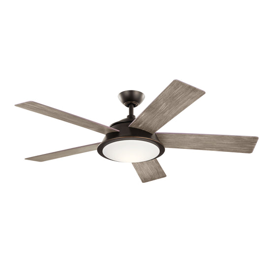 Kichler Verdi 56-in Integrated LED Olde Bronze with Dark Walnut/Weathered Medium Oak Blades Ceiling Fan With Light - Remote Included ( 5 -Blade ) 4355700