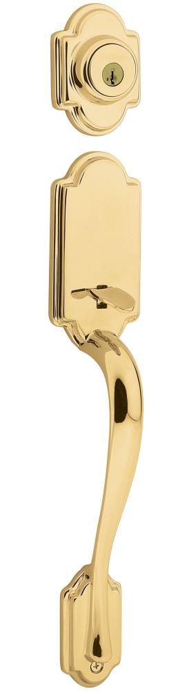 Kwikset Signature Series Lifetime Brass Single-Cylinder Deadbolt Entry Door Exterior Handle Smartkey 800ANLIP-L03S.STRKP
