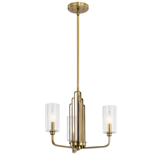 Kichler Kimrose 3 -Light Brushed Brass Vintage For Use in Bedrooms, Dining Rooms, Foyers, Kitchens, Living Rooms Chandelier 4663017