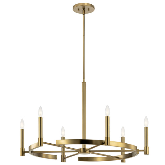 Kichler Tolani 6 -Light Brushed Brass Modern/contemporary For Use in Bedrooms, Dining Rooms, Foyers, Kitchens, Living Rooms Chandelier 4869998
