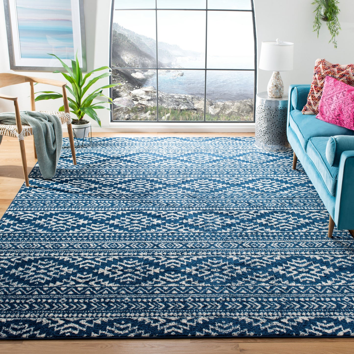 Safavieh Tulum Cibola 12 x 15 (ft) Loomed Polypropylene Navy/Ivory Rectangular Indoor Abstract Global Spot Clean Only Area rug