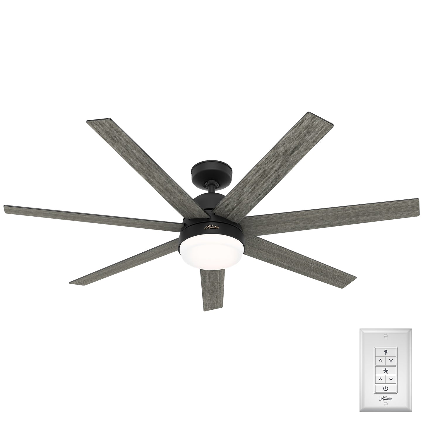 Hunter Phenomenon SIMPLEconnect 60-in Smart Matte Black with Dark Gray Oak Blades Ceiling Fan With Light ( 7 -Blade ) 4889382
