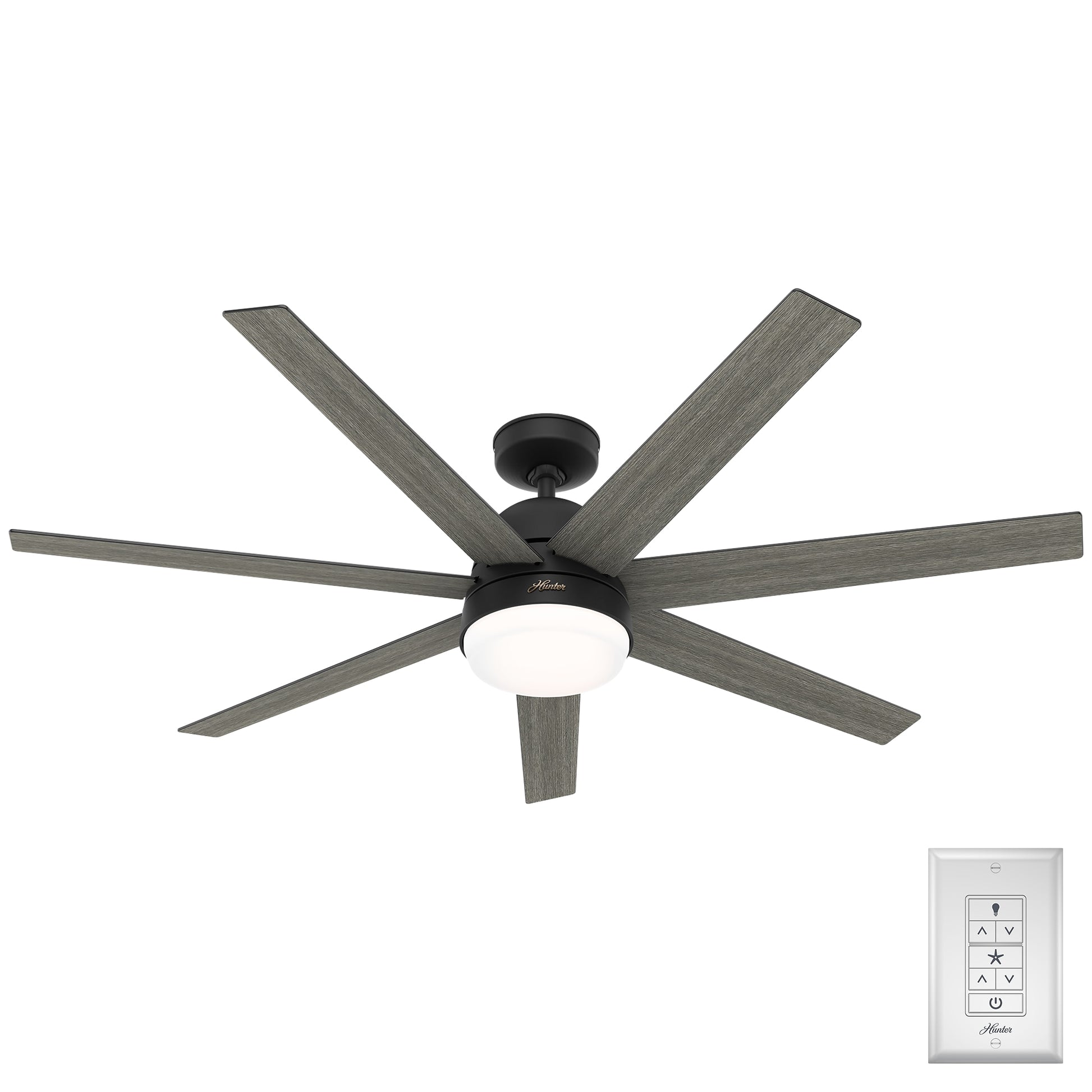 Hunter Phenomenon SIMPLEconnect 60-in Smart Matte Black with Dark Gray Oak Blades Ceiling Fan With Light ( 7 -Blade ) 4889382