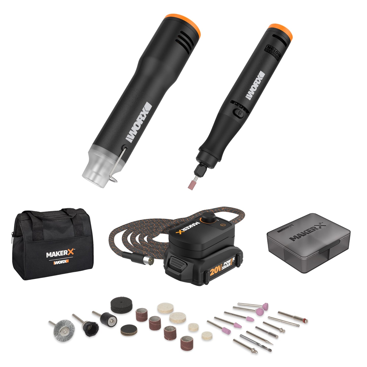 WORX MakerX Variable Cordless 20-volt Max Crafting Rotary Tool Kit WX989L