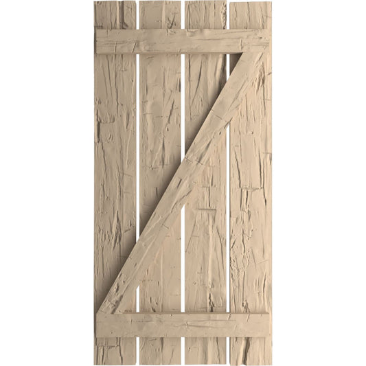 Ekena Millwork 23.5-in W x 50-in H Hand Hewn Paintable/Stainable Board and batten Spaced with z-bar Exterior Shutters ( 2 -Pack )
