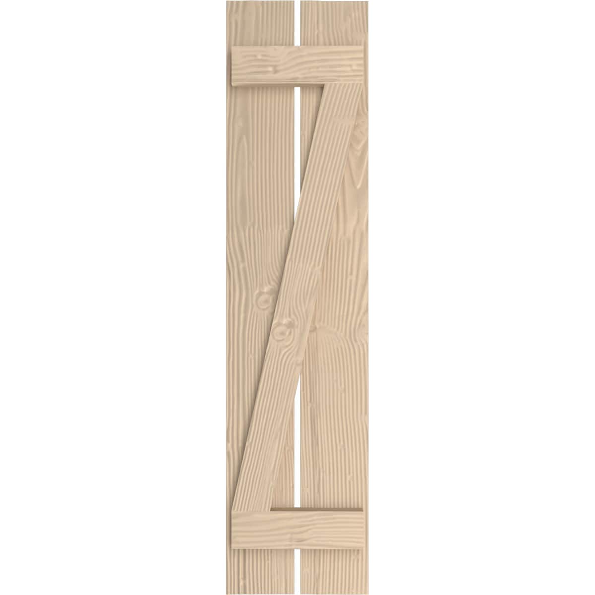 Ekena Millwork 11.5-in W x 62-in H Sandblasted Paintable/Stainable Board and batten Spaced with z-bar Exterior Shutters ( 2 -Pack )