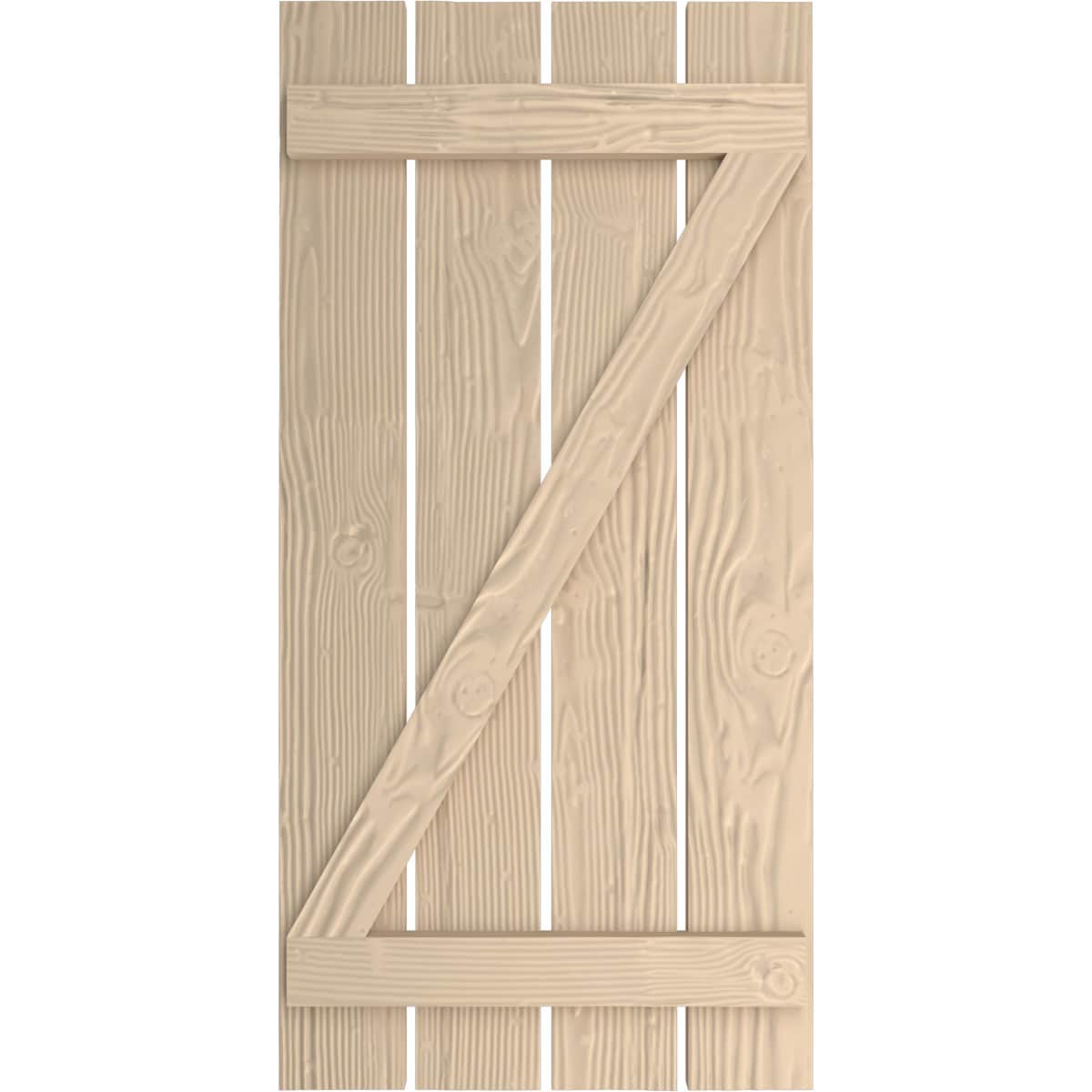 Ekena Millwork 23.5-in W x 40-in H Sandblasted Paintable/Stainable Board and batten Spaced with z-bar Exterior Shutters ( 2 -Pack )