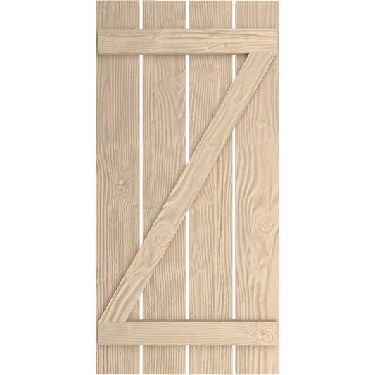Ekena Millwork 23.5-in W x 40-in H Sandblasted Paintable/Stainable Board and batten Spaced with z-bar Exterior Shutters ( 2 -Pack )