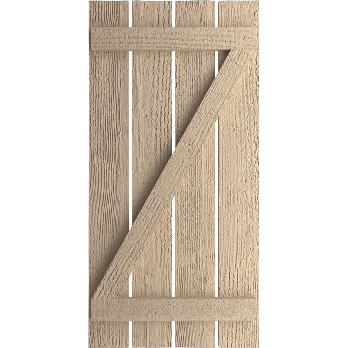 Ekena Millwork 23.5-in W x 72-in H Rough Sawn Paintable/Stainable Board and batten Spaced with z-bar Exterior Shutters ( 2 -Pack )