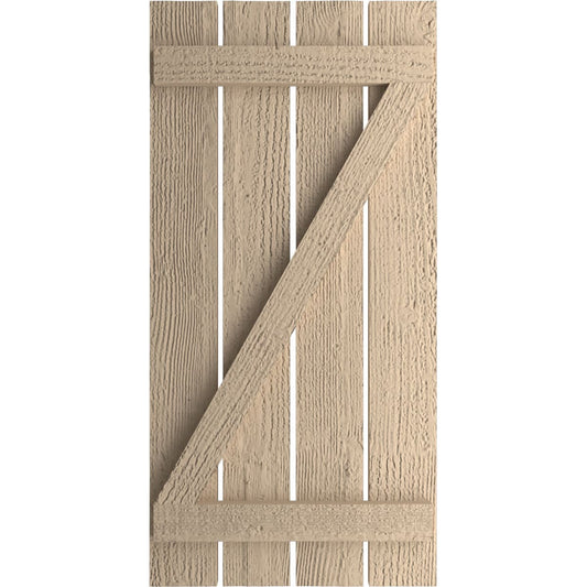 Ekena Millwork 23.5-in W x 72-in H Rough Sawn Paintable/Stainable Board and batten Spaced with z-bar Exterior Shutters ( 2 -Pack )