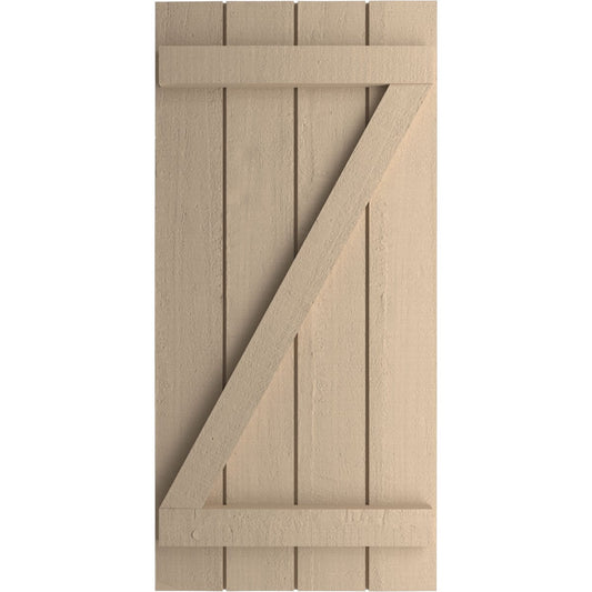 Ekena Millwork 22-in W x 46-in H Rough Cedar Paintable/Stainable Board and batten Z-bar Exterior Shutters ( 2 -Pack )