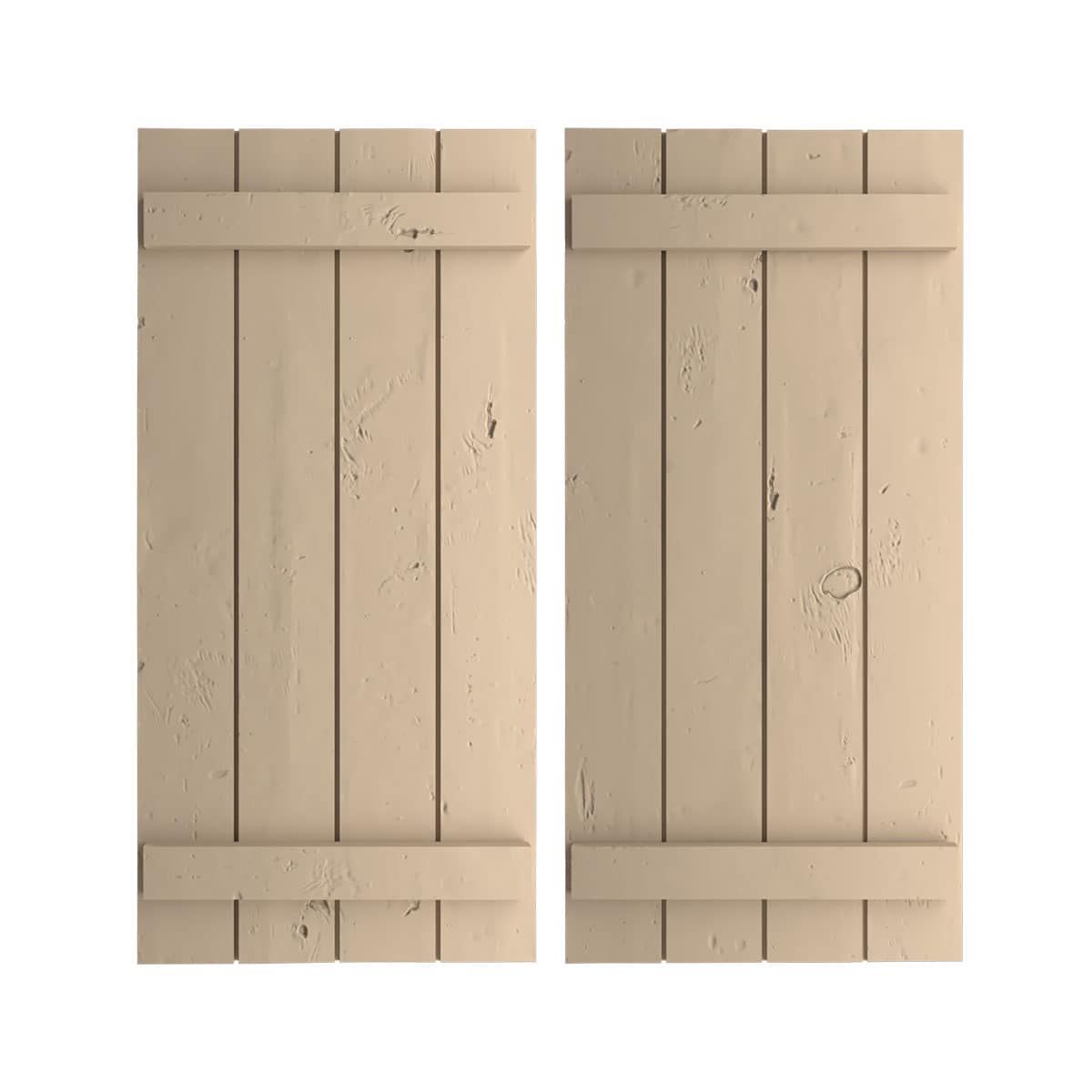 Ekena Millwork 22-in W x 52-in H Knotty Pine Paintable/Stainable Board and batten Exterior Shutters ( 2 -Pack )