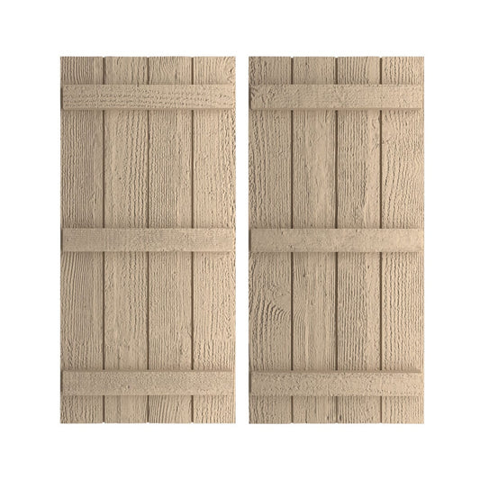 Ekena Millwork 22-in W x 68-in H Rough Sawn Paintable/Stainable Board and batten Exterior Shutters ( 2 -Pack )