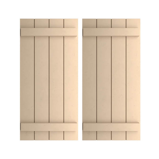 Ekena Millwork 22-in W x 52-in H Smooth Paintable/Stainable Board and batten Exterior Shutters ( 2 -Pack )
