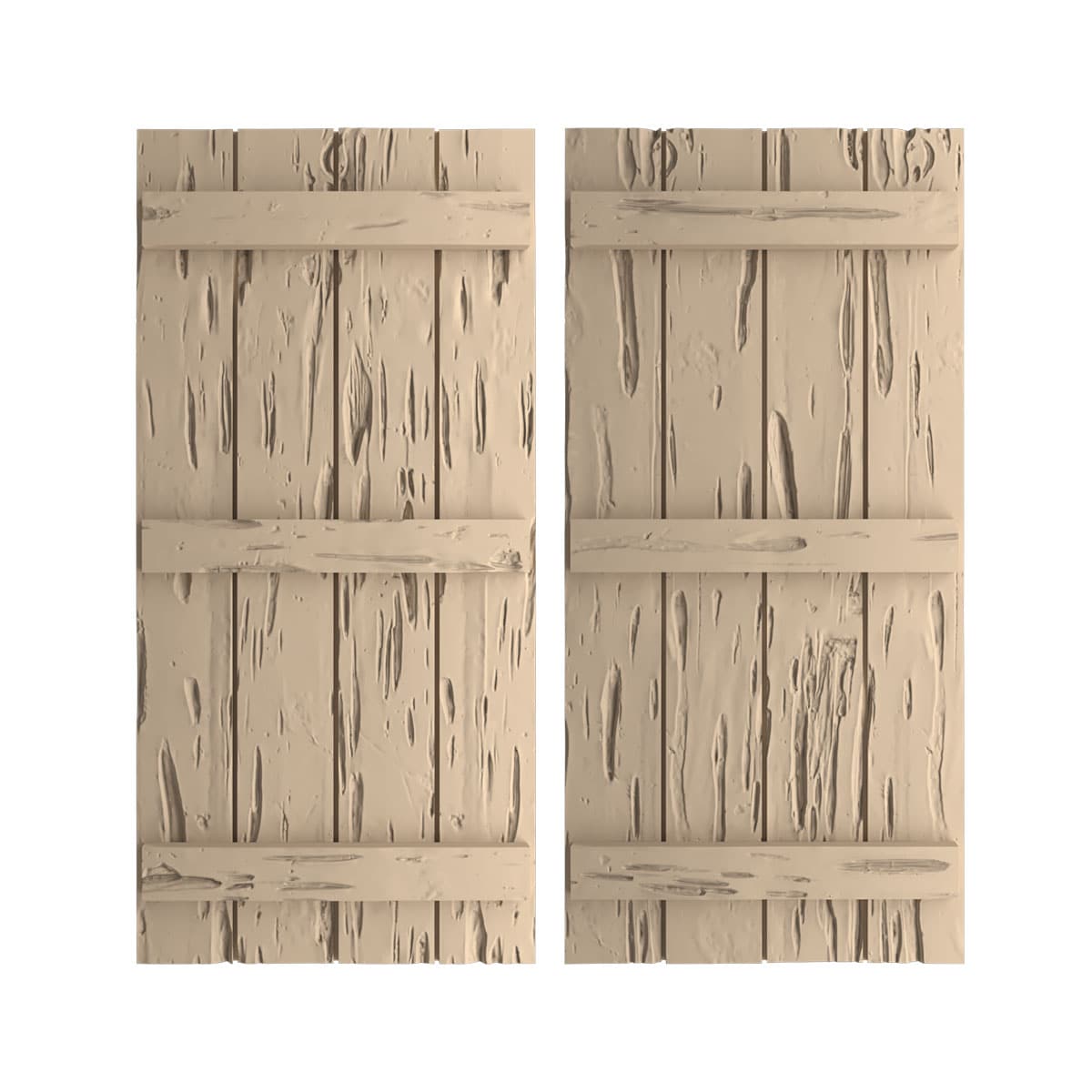 Ekena Millwork 22-in W x 60-in H Pecky Cypress Paintable/Stainable Board and batten Exterior Shutters ( 2 -Pack )