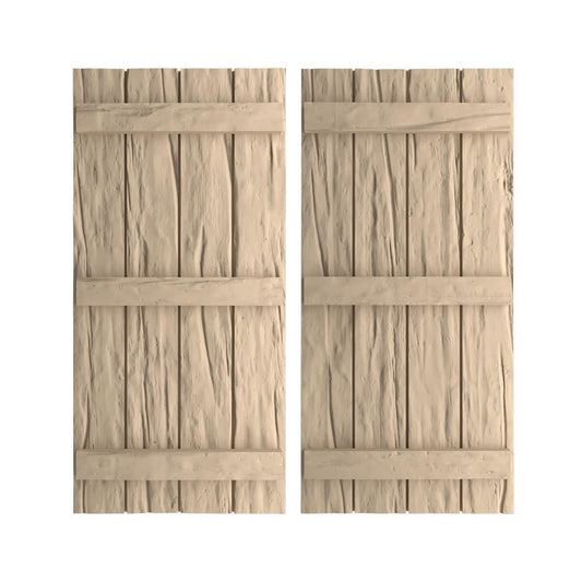 Ekena Millwork 22-in W x 80-in H Riverwood Paintable/Stainable Board and batten Exterior Shutters ( 2 -Pack )