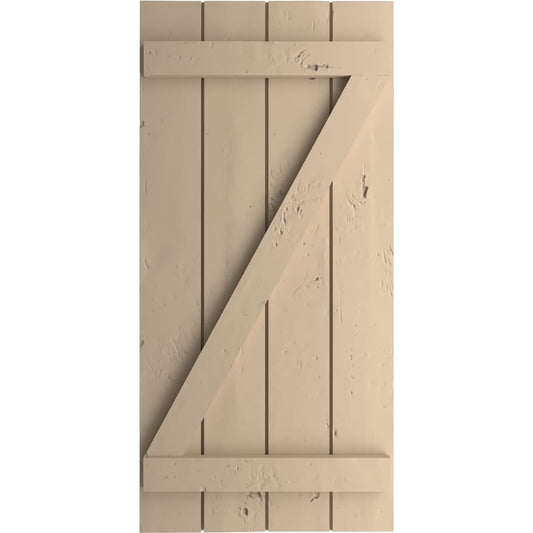 Ekena Millwork 22-in W x 80-in H Knotty Pine Paintable/Stainable Board and batten Z-bar Exterior Shutters ( 2 -Pack )