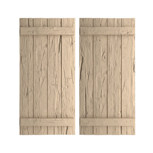 Ekena Millwork 22-in W x 48-in H Hand Hewn Paintable/Stainable Board and batten Exterior Shutters ( 2 -Pack )