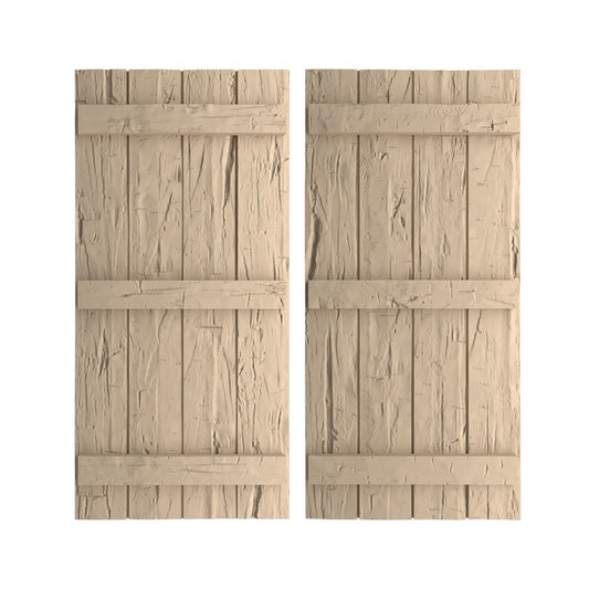 Ekena Millwork 22-in W x 76-in H Hand Hewn Paintable/Stainable Board and batten Exterior Shutters ( 2 -Pack )