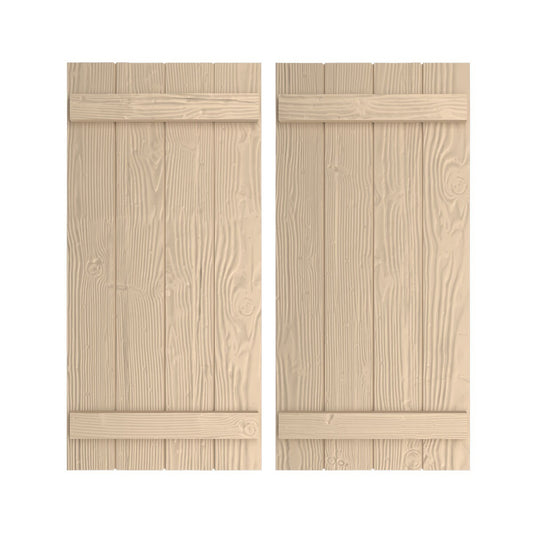 Ekena Millwork 22-in W x 48-in H Sandblasted Paintable/Stainable Board and batten Exterior Shutters ( 2 -Pack )