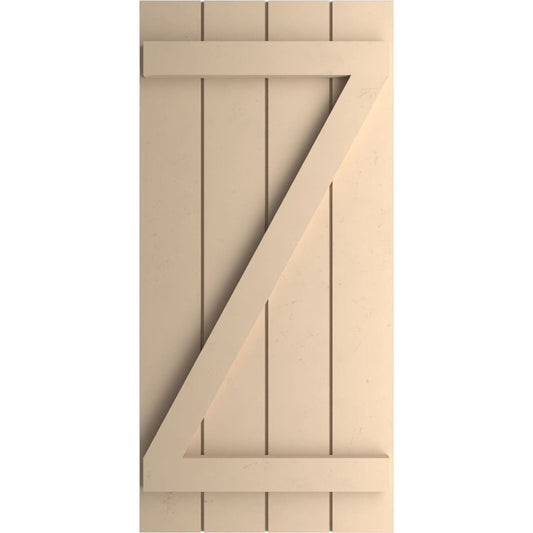 Ekena Millwork 22-in W x 46-in H Smooth Paintable/Stainable Board and batten Z-bar Exterior Shutters ( 2 -Pack )