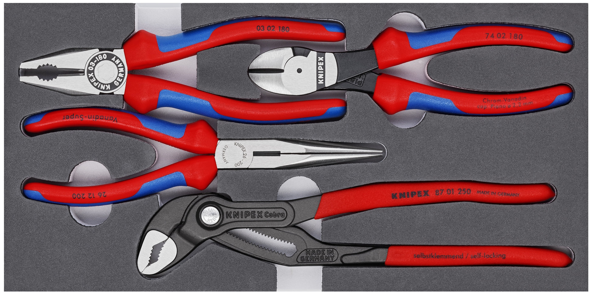 KNIPEX 4-Pack Assorted Pliers with Hard Case 00 20 01 V15