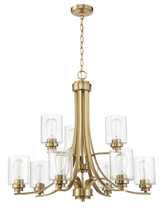 Craftmade Bolden 9 -Light Satin Brass Transitional For Use in Bedrooms, Dining Rooms, Foyers, Kitchens, Living Rooms Chandelier 5069149