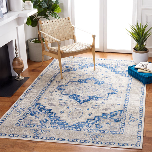 Safavieh Brentwood Valeria 10 x 13 (ft) Loomed Polypropylene Ivory/Blue Rectangular Indoor Floral/Botanical Farmhouse/Cottage Spot Clean Only Area rug