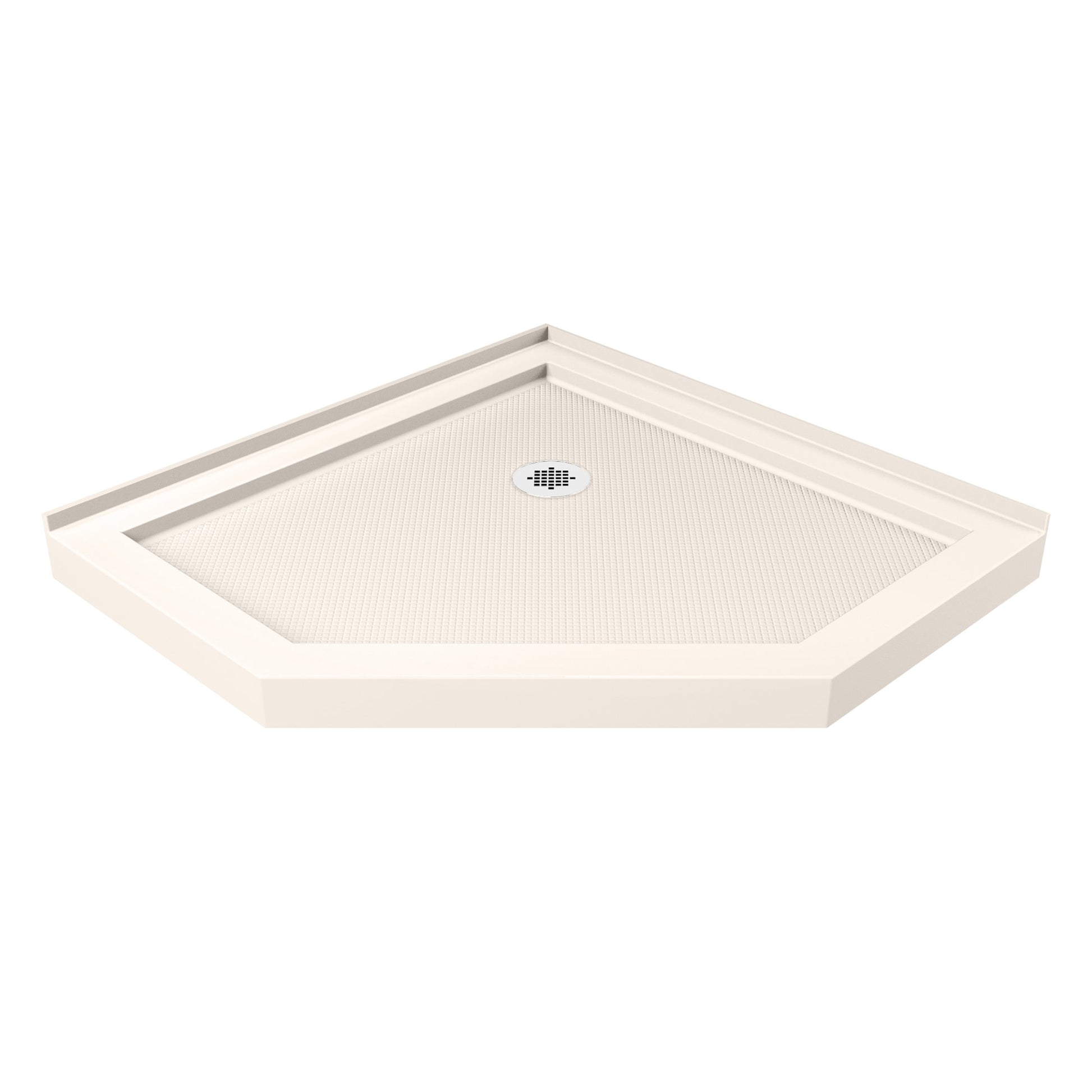 DreamLine SlimLine 36-in W x 36-in L Corner Biscuit Double Threshold Neo-angle Corner Shower Pan Base with 2.75-in H Threshold