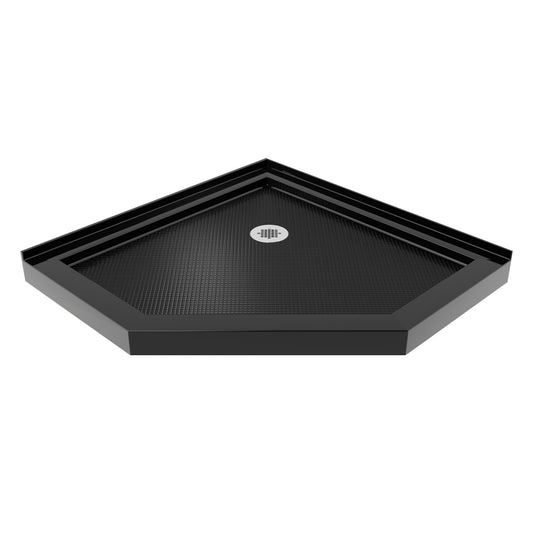 DreamLine SlimLine 38-in W x 38-in L Corner Black Double Threshold Neo-angle Corner Shower Pan Base with 2.75-in H Threshold