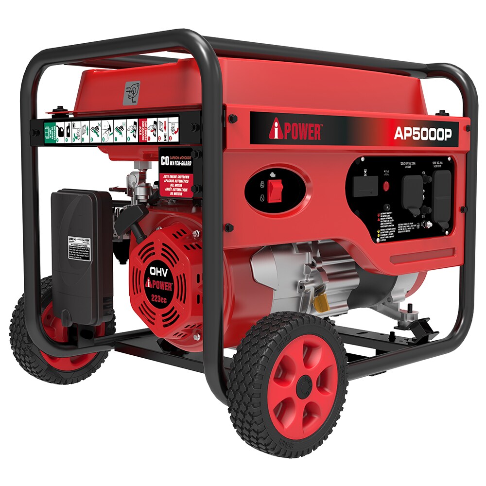A-iPower High Output 5000/4000-Watt Portable Generator with Hour Meter - CARB Compliant AP5000P