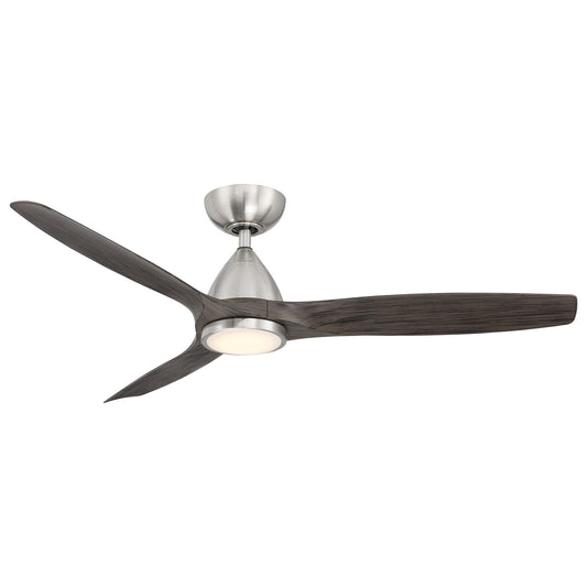 Modern Forms Skylark 54-in Brushed Nickel with Ebony Blades Integrated LED Uncovered Outdoor Smart Ceiling Fan With Light and Remote Included 3 -Blade