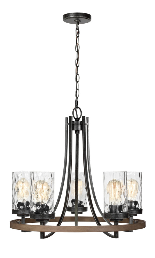 Generation Lighting Gaston 5 -Light Gray Indoor Clear glass Glass Metal Chandelier