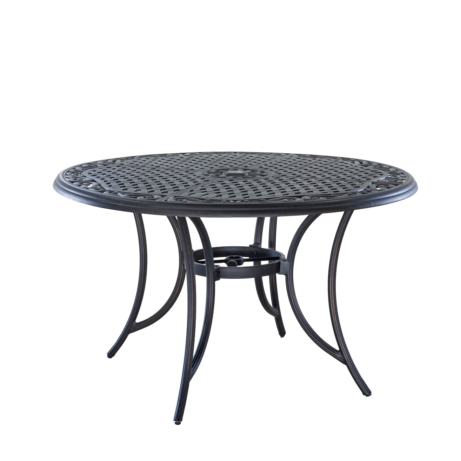 Mondawe Aluminum Round Outdoor Dining Table 48-in W x 48-in L with Umbrella Hole