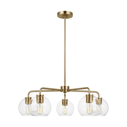 Generation Lighting Orley 5 -Light Satin Brass Indoor Clear glass Glass Steel Chandelier
