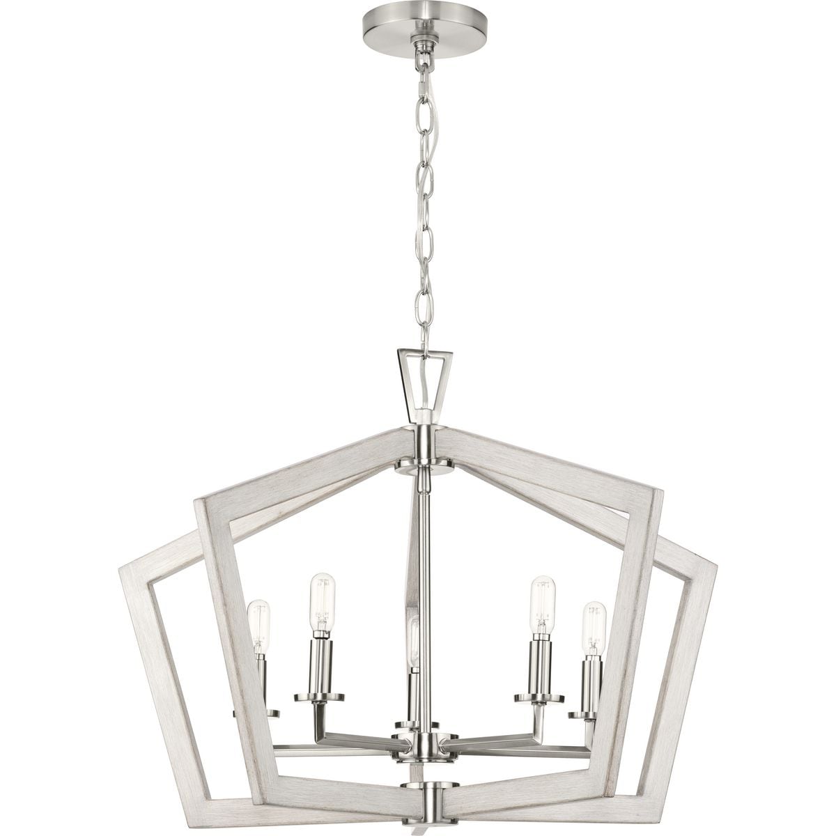 Progress Lighting Galloway 5 -Light Brushed Nickel Farmhouse For Use in Bedrooms, Dining Rooms, Foyers, Kitchens, Living Rooms Chandelier 5212579